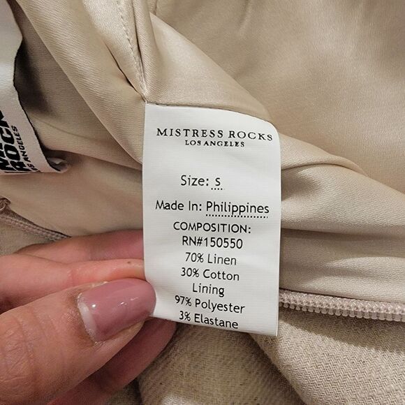 Mistress Rocks Beige Linen Asymmetric Mini Skirt Minimalist Coastal Boho Western - Picture 8 of 8